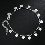 LOVE Heart Card Chain Bracelet 925 Sterling Silver Fashion Christmas Gift