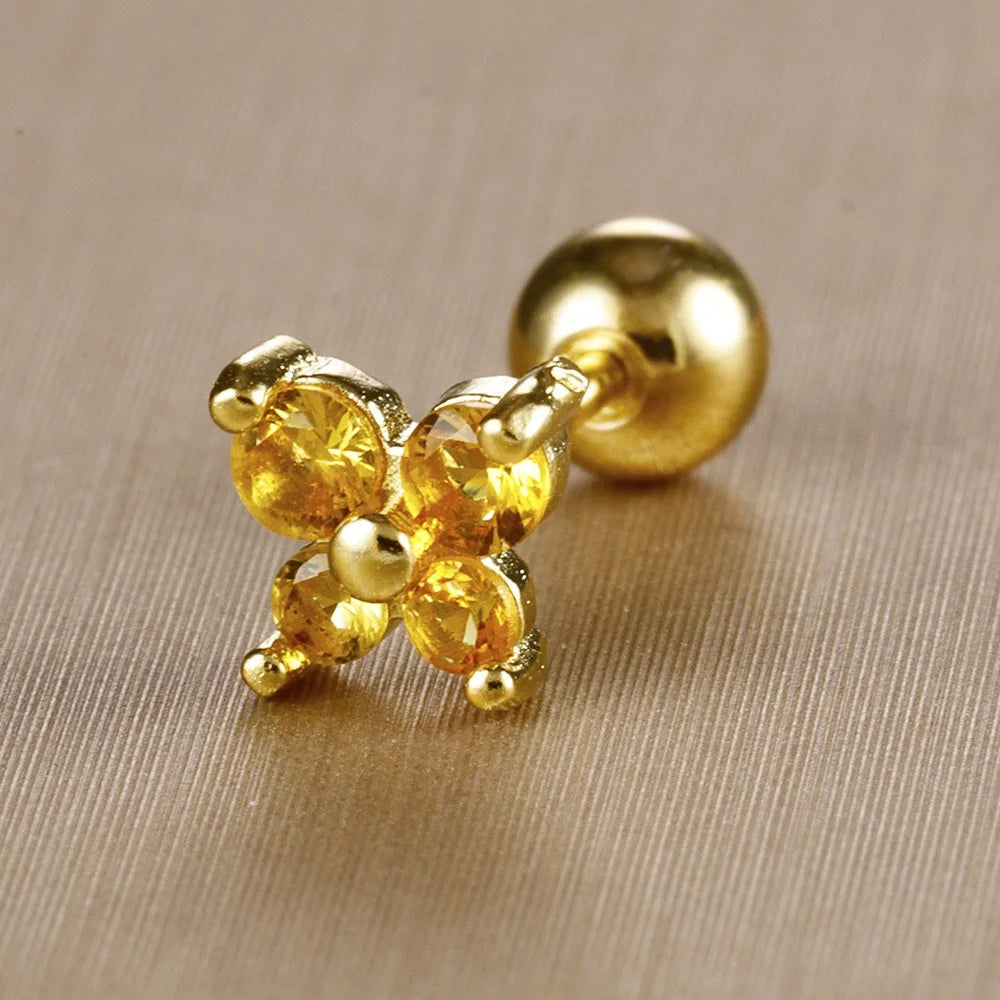 1PC Stainless Steel Birthstone Mini Stud Earrings 12 Constellation