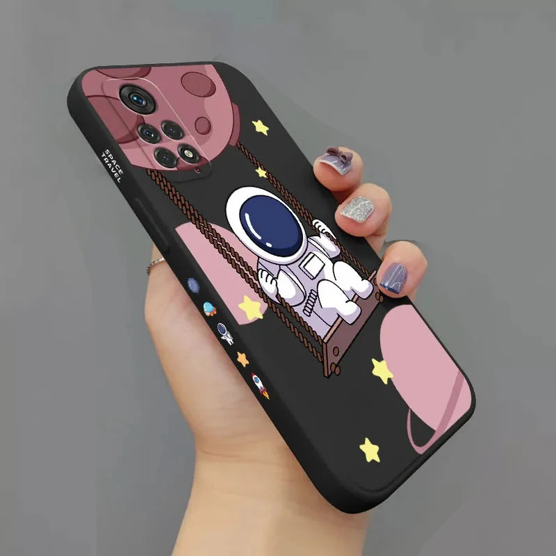 Cartoon Astronaut Case for Redmi Note 13 12 11 Pro Plus 12S 11S
