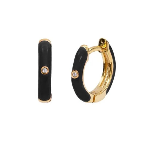 New Stainless Steel Round Hoop Earrings Colourful Crystal Zirconia