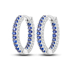 925 Sterling Silver Purple Inlaid Stone Versatile Hoop Earrings Birthday Gift