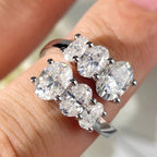 Full Moissanite Diamond Wedding Ring 18K White Gold Plated 925 Silver Band