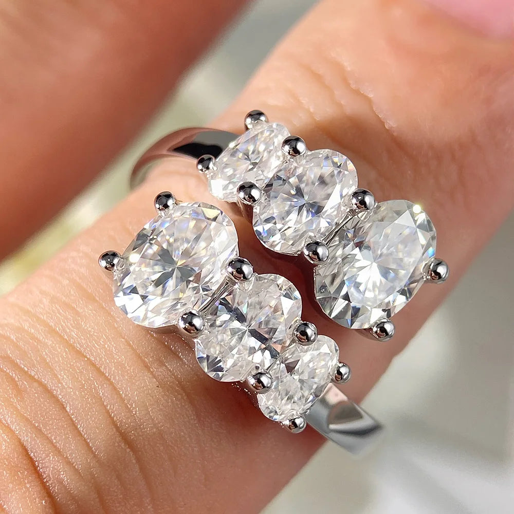 Full Moissanite Diamond Wedding Ring 18K White Gold Plated 925 Silver Band