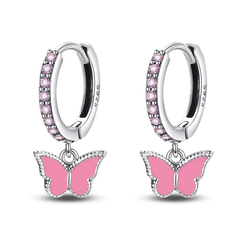 925 Sterling Silver Butterfly Fluttering Insect Drop Earrings Jewellery Gift