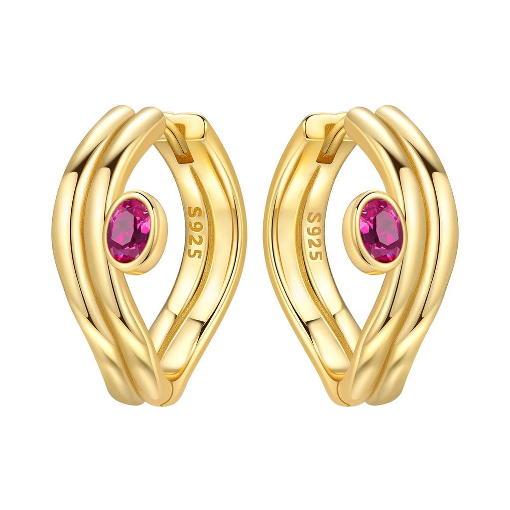 925 Sterling Silver Curled Grass Pattern Flower Hoop Earrings Women's Jewellery