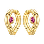 925 Sterling Silver Curled Grass Pattern Flower Hoop Earrings Women's Jewellery