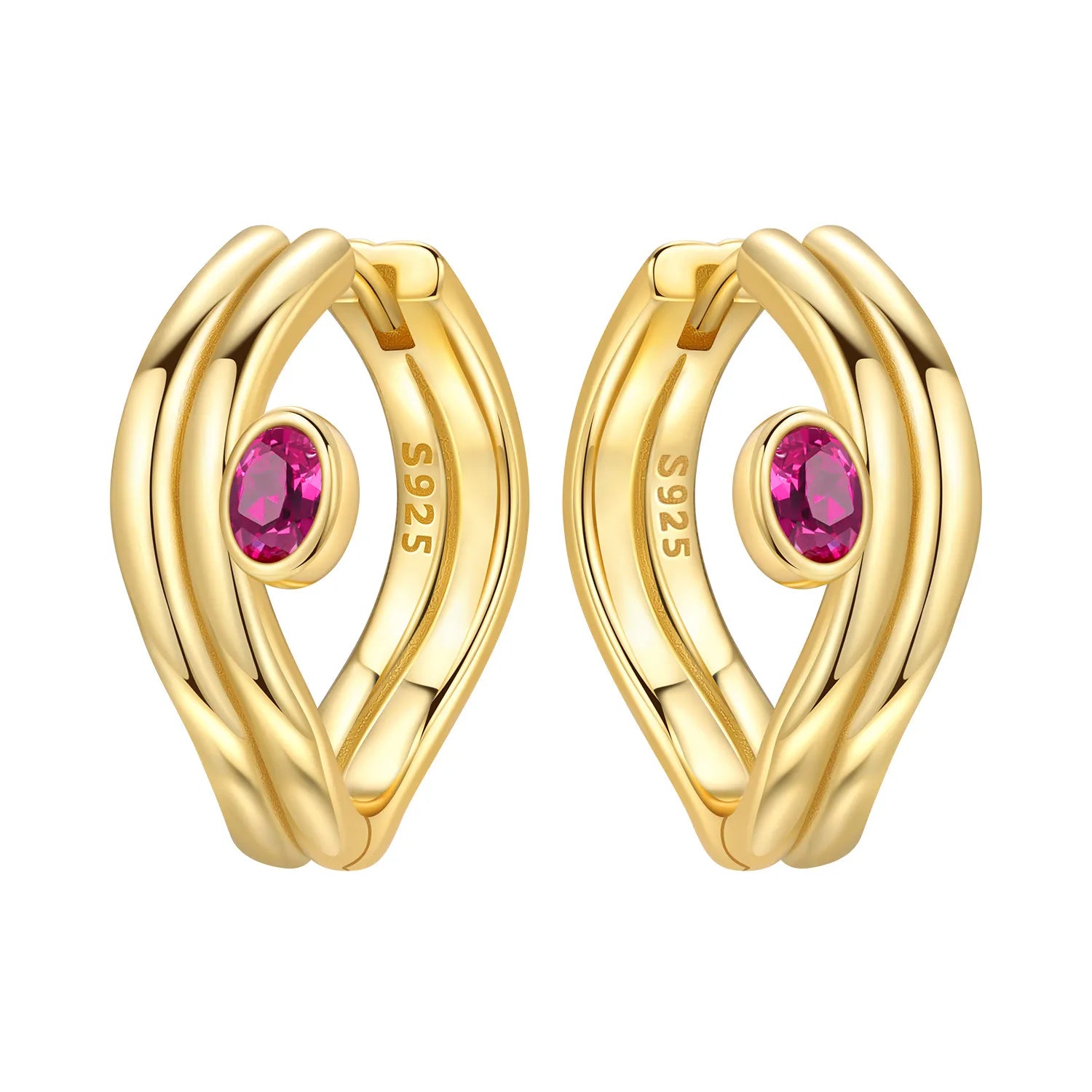 925 Sterling Silver Curled Grass Pattern Flower Hoop Earrings Women's Jewellery