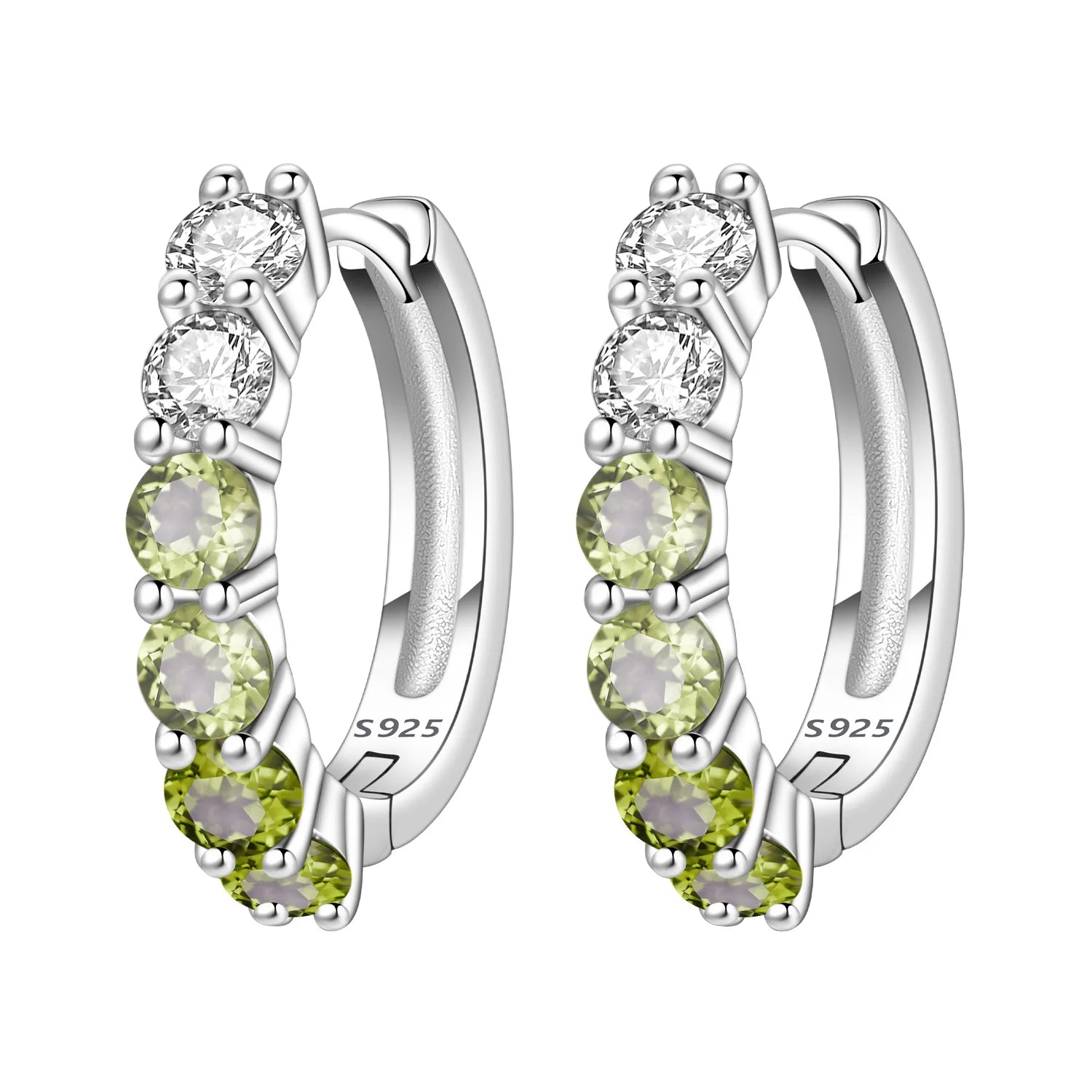 925 Sterling Silver Animal Plant Green Zircon Circle Hoop Earrings Jewellery