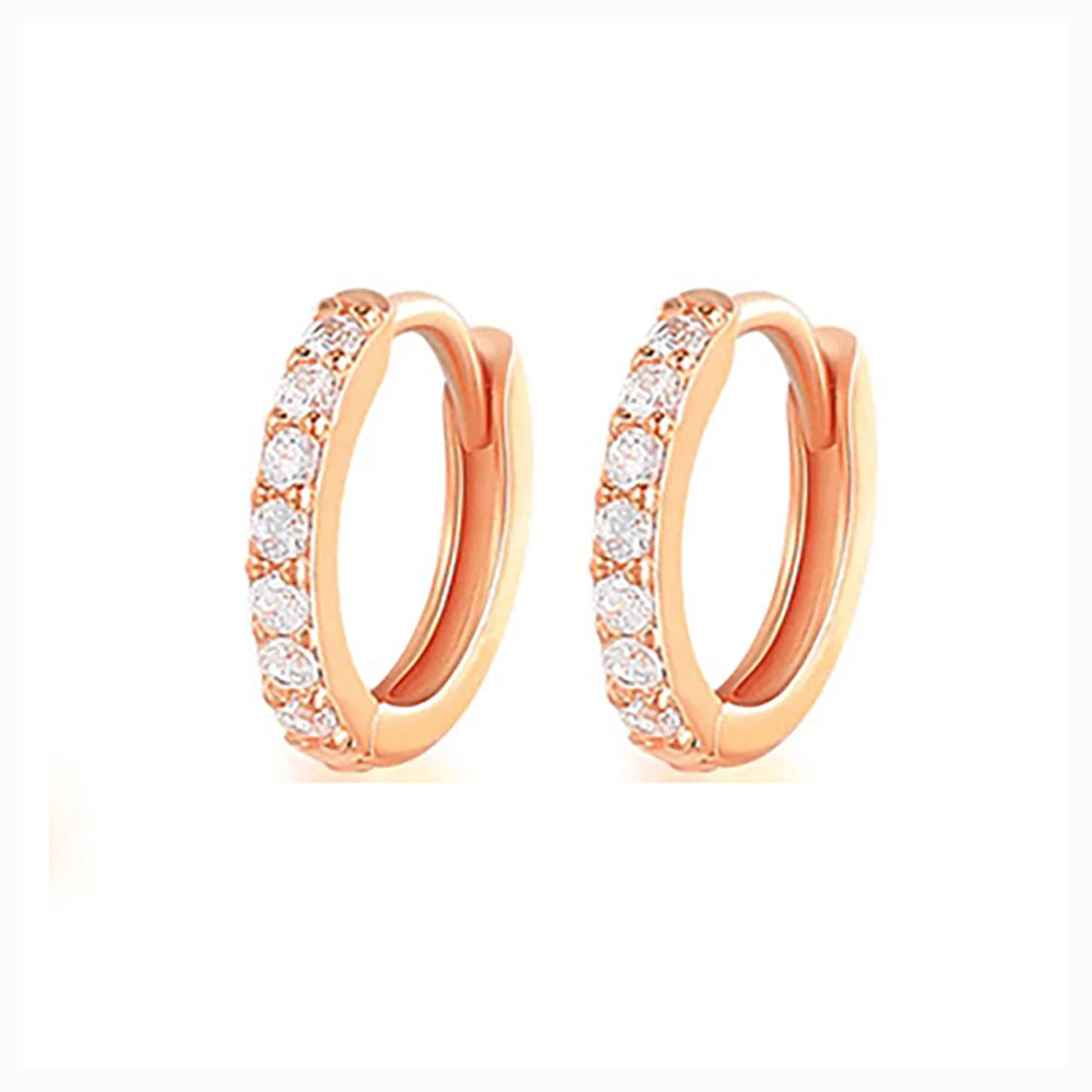 2PCS Stainless Steel Minimal Hoop Earrings Zirconia Small Huggie Thin