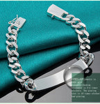 10mm Men's Geometric Chain Bracelet 925 Sterling Silver Noble Fashion Gift