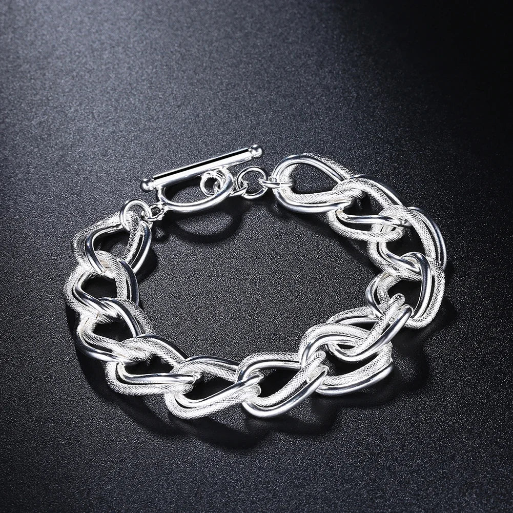 Double Twist Chain Bracelet 925 Sterling Silver Women Wedding Accessories
