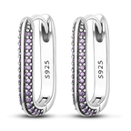 925 Sterling Silver Minimalist Blue Zircon Hoop Earrings Anniversary Gift
