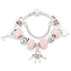 Red Pink Black Crystal Animal Charm Bracelet Heart Mickey Minnie Gift