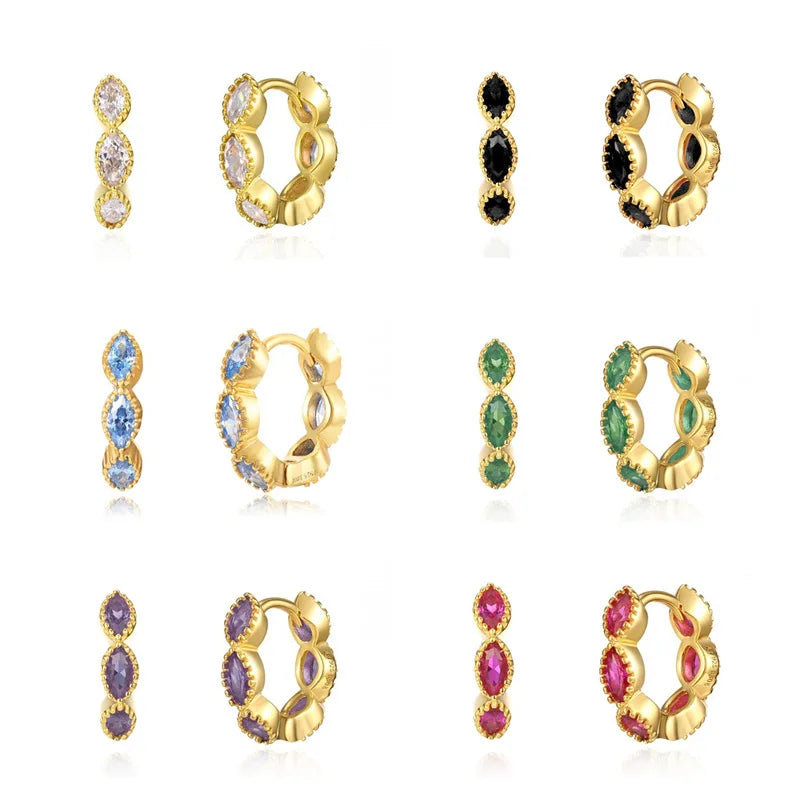 Fashion Multicolor CZ Zircon Small Hoop Earrings Geometry Circle