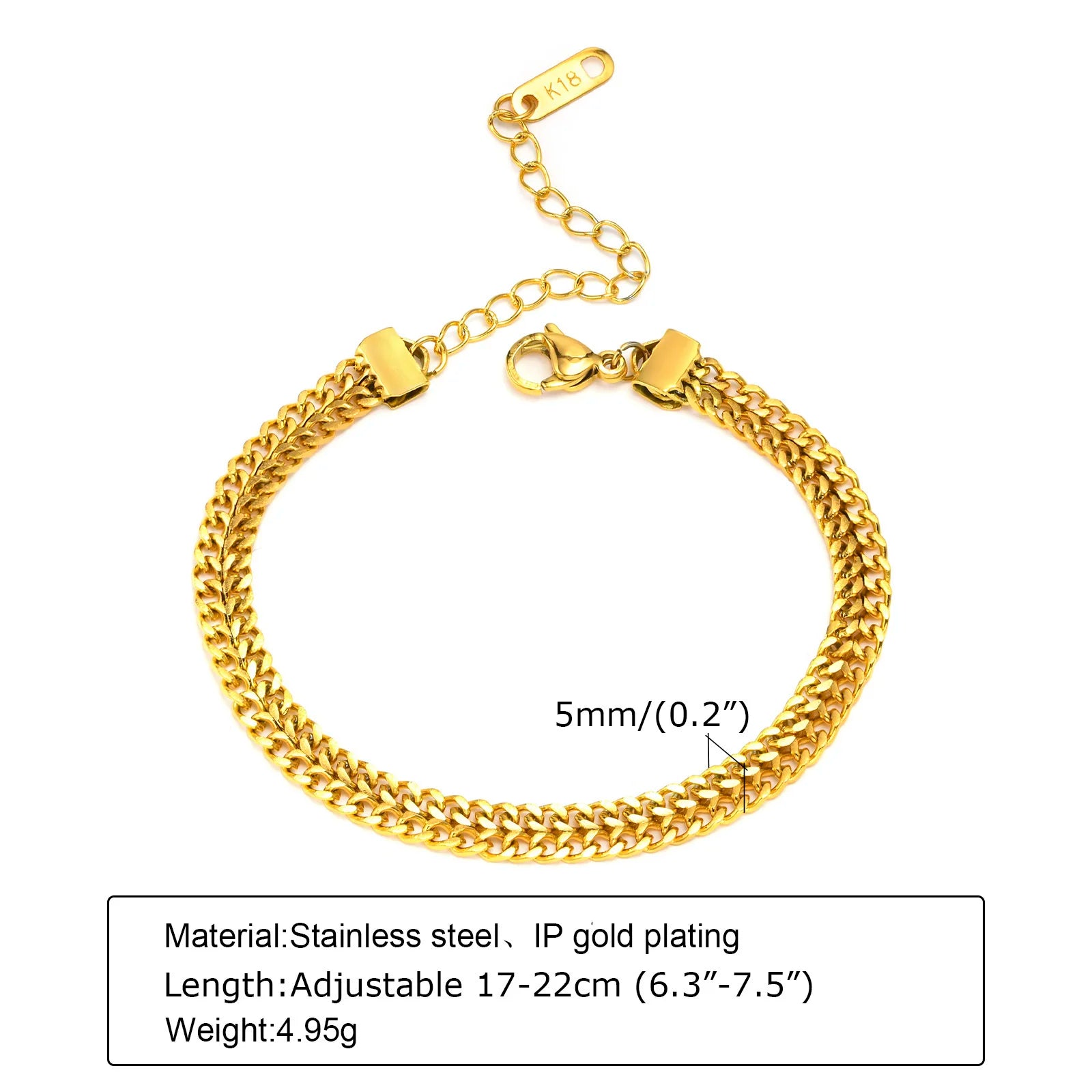 Vintage Mesh Link Bracelet for Women ,Thick Chain Stainless Steel Fashion Wristhand