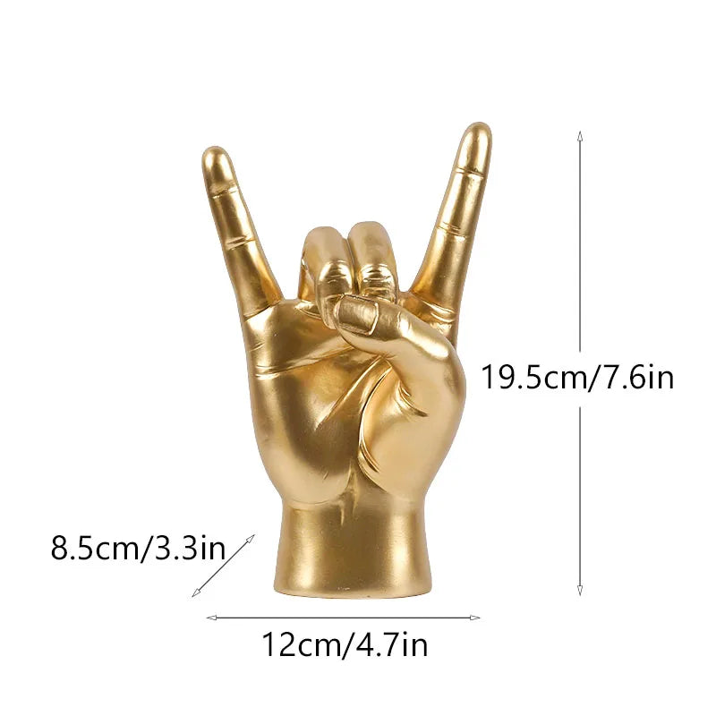 Resin Rock and Roll Gesture Hand Figurines Devil Horns Sculpture Tabletop Pop Art