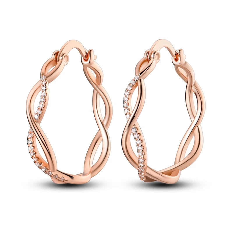 925 Sterling Silver Curve Weaving Large Circle Versatile Hoop Earrings Gift