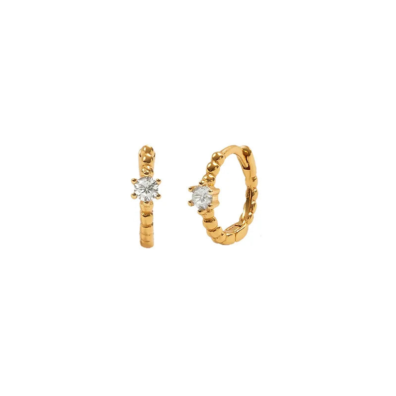 2022 Stainless Steel Zircon Square Chain Hoop Earrings Small Pendant