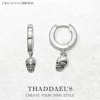 Skull Hinged Hoop Earrings 925 Sterling Silver Trendy Women Men Gift