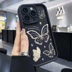 Pink Butterfly Silicone Case for iPhone 17 16 15 14 13 12 11 Pro Max Plus