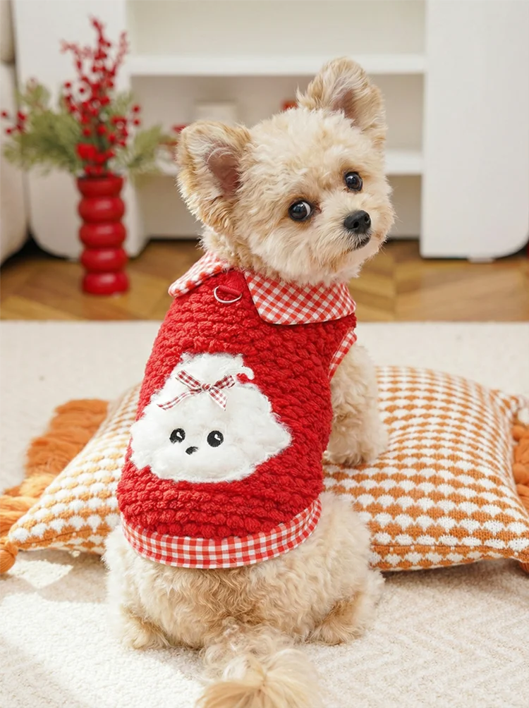 Fashion Pet Clothes Warm Fleece Dog Vest, Stylish Thick Plush Puppy Coat for Small Medium Dogs, Cute Cat Jacket Outfits