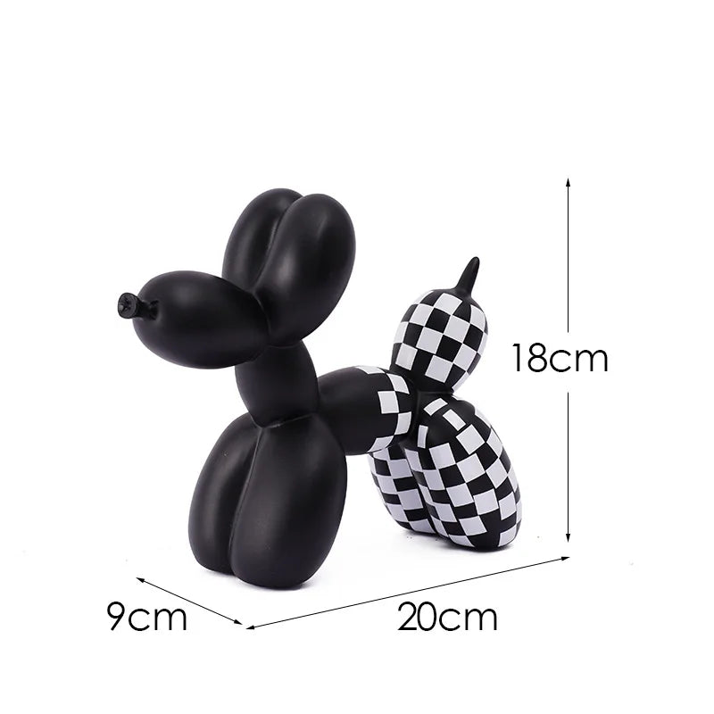 Plaid Balloon Dog Ornament Light Luxury Tabletop Shelf Living Room Home Office Decor