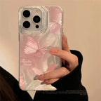 Pink Butterfly Laser Case for iPhone 16 15 14 13 12 11 Pro Max Plus XR XS