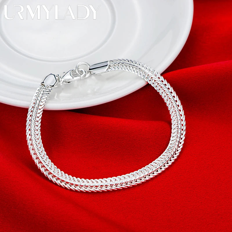 20cm Cute Chain Bracelet 925 Sterling Silver Noble Men Women Fashion Jewelry