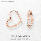 Rose Gold Heart Hoop Earrings Real 925 Sterling Silver Romantic Gift