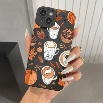 Vintage Maple Leaf Pumpkin Coffee Case for Samsung S25 S24 S23 A16