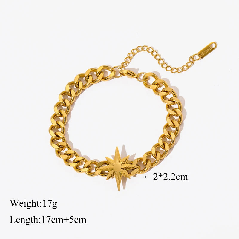 Gold Colour Stainless Steel Link Chain Bracelet Non-Fading Jewellery