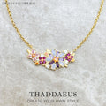 Flowers Colourful Stones Necklace Link Chain 925 Sterling Silver Jewellery