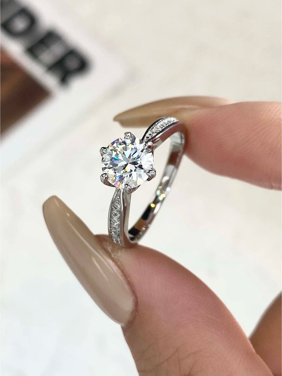 DW Luxury 0.5-2CT Moissanite Diamond Rings for Women Engagement Real 925 Sterling Silver Original Wedding Gemstone Fine Jewelry