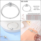 925 Silver 17-20CM Heart Pave Zirconia Original Bracelets Infinity Bracelet Fit DIY Charms Bead Birthday Jewelry Gifts Hot Sale