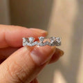 925 Sterling Silver Elegant Crown Zircon Ring Stackable Accessory Party Wedding Gift