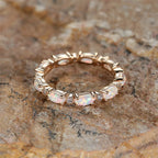 Bride Small Oval Stone Ring White Fire Opal Stacking Rings For Women Silver Gold Color Luxury Zircon Lover Wedding Bands Jewelry
