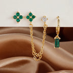 3PCS Exquisite Stainless Steel 12 Constellation Birthstone Earrings Set