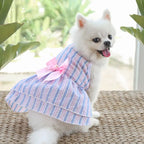 Outdoor Dog Cat Dress with Bow, Cute & Breathable Sundress for Walking, Lightweight Travel Outfit with Bow Tie, Easy Wear for Sm