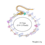 Colored Transparent Stone Stainless Steel Bracelet Exquisite Thin Chain