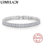 18cm Luxury Crystal Bracelet 925 Sterling Silver Women Engagement Jewellery