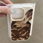 Cute Sika Deer Lychee Case for iPhone 17 16 15 14 13 12 Pro Max