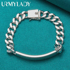 10mm Men's Geometric Chain Bracelet 925 Sterling Silver Noble Fashion Gift