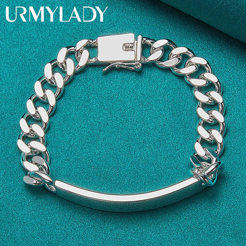 10mm Men's Geometric Chain Bracelet 925 Sterling Silver Noble Fashion Gift