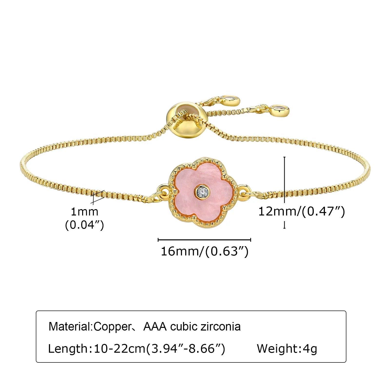 Stainless Steel Leaf Flower Bracelet Adjustable Woman Girl AAA Zirconia Inlay Christmas Gift