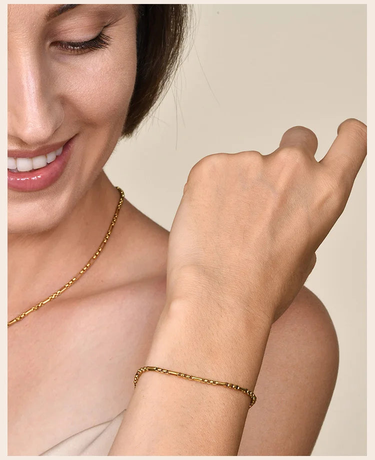 Handmade Clavicle Chain Bracelet for Women, Chic Stainless Steel Link Waterproof Jewelry