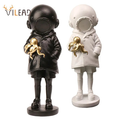 Deep Diver Sculpture Street Art Girl Statue Office Home Interior Decoration Shelf