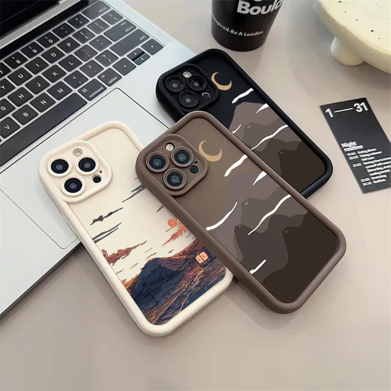 Mountain Cloud Silicon Case for iPhone 17 16 15 14 13 12 11 Pro Max Plus Air