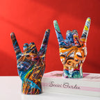 Graffiti Rock On Hand Figurines Rock and Roll Decor Bookshelf Modern Pop Art Gift