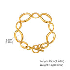 316L Stainless Steel Chunky Chain Bracelet for Women, 18k Gold Plated Waterproof Stackable Jewelry