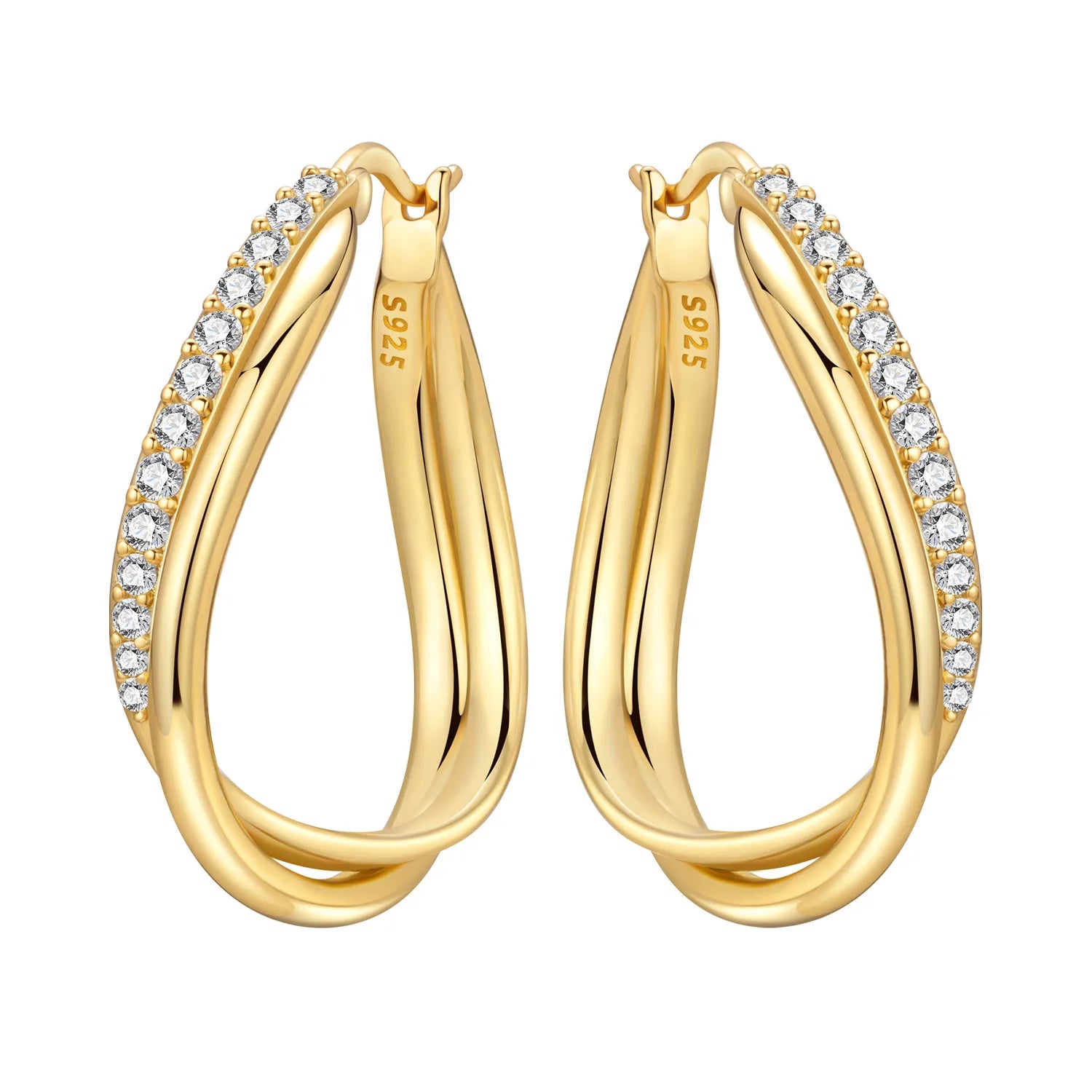 925 Sterling Silver Curled Grass Pattern Flower Hoop Earrings Women's Jewellery